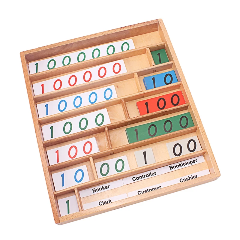 Jeu de banque en bois Montessori, jouets mathématiques numériques 0-9000000, banquier client caissier, jouets mathématiques, entraînement althprécoce