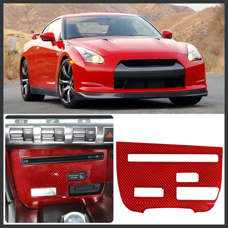 

For 2008-2016 Nissan GTR R35 real carbon fiber car center console CD panel decorative frame cover sticker interior accessories