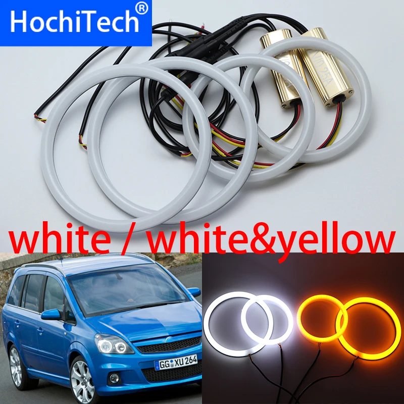 for Opel Zafira B 2005-2014 White & yellow Cotton LED Angel eyes kit  ring Turn signal light