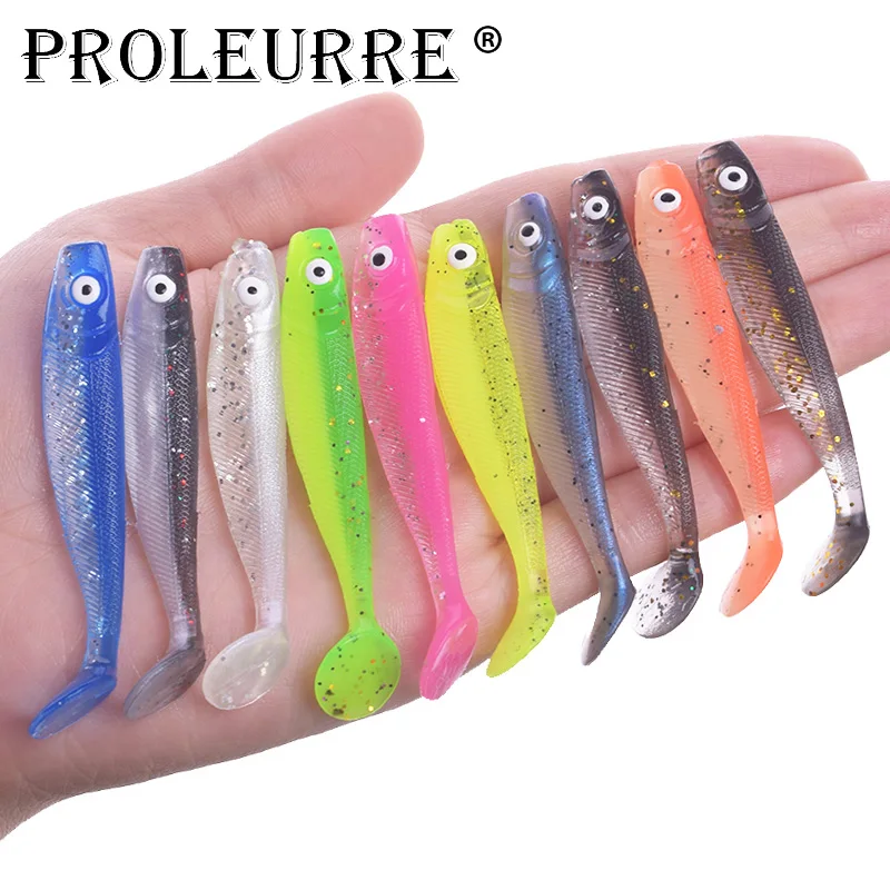 10Pcs Jig Wobbler Easy Shiner Soft Worm Bait 65mm 2.1g Fishing Lures Artificial Double Color Silicone Lure Pesca Fishing Tackle