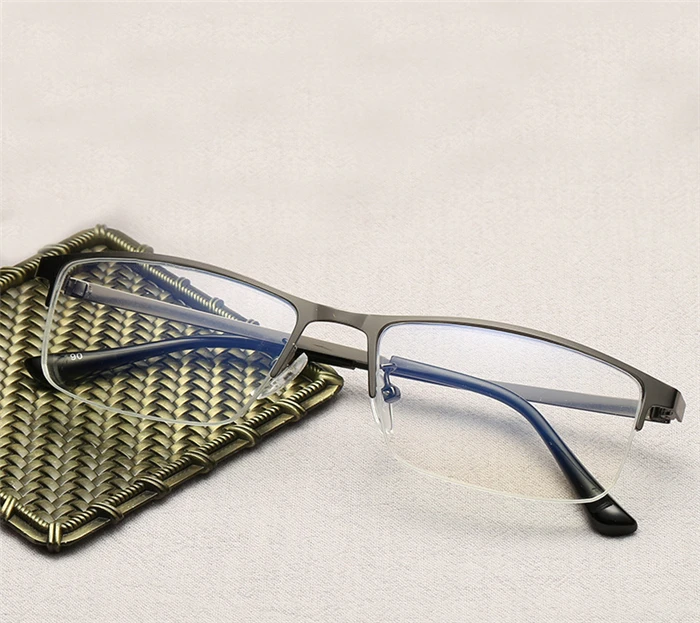 Halber Rahmen blauer Film Anti-Blaulicht kurzsichtige Brille Harz Linse Quadrat kurzsichtige Brille Frau Männer-1,0-1,5 bis-4,0 – Detail 3