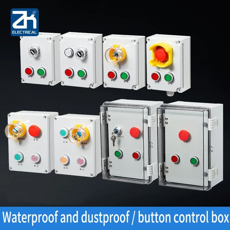 

Switch Control Box Emergency Stop Waterproof Button Indicator Light Box Electrical Box Three Four Position Start-up Stop