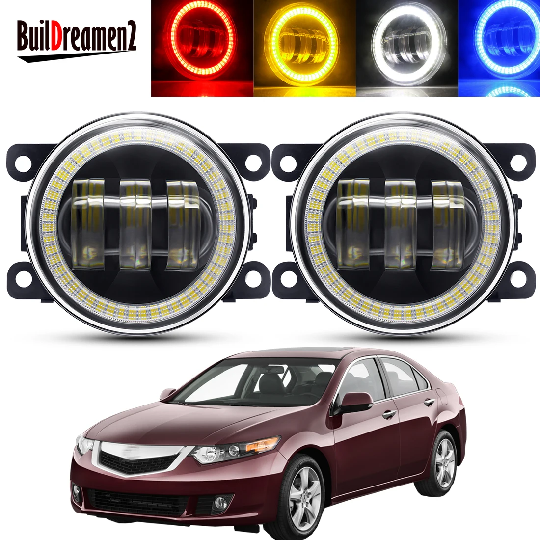 2 Pieces Car Angel Eye Fog Light Assembly For Acura TSX 2011 2012 2013 2014 LED Lens DRL Fog Daytime Running Lamp 30W 6000LM 12V