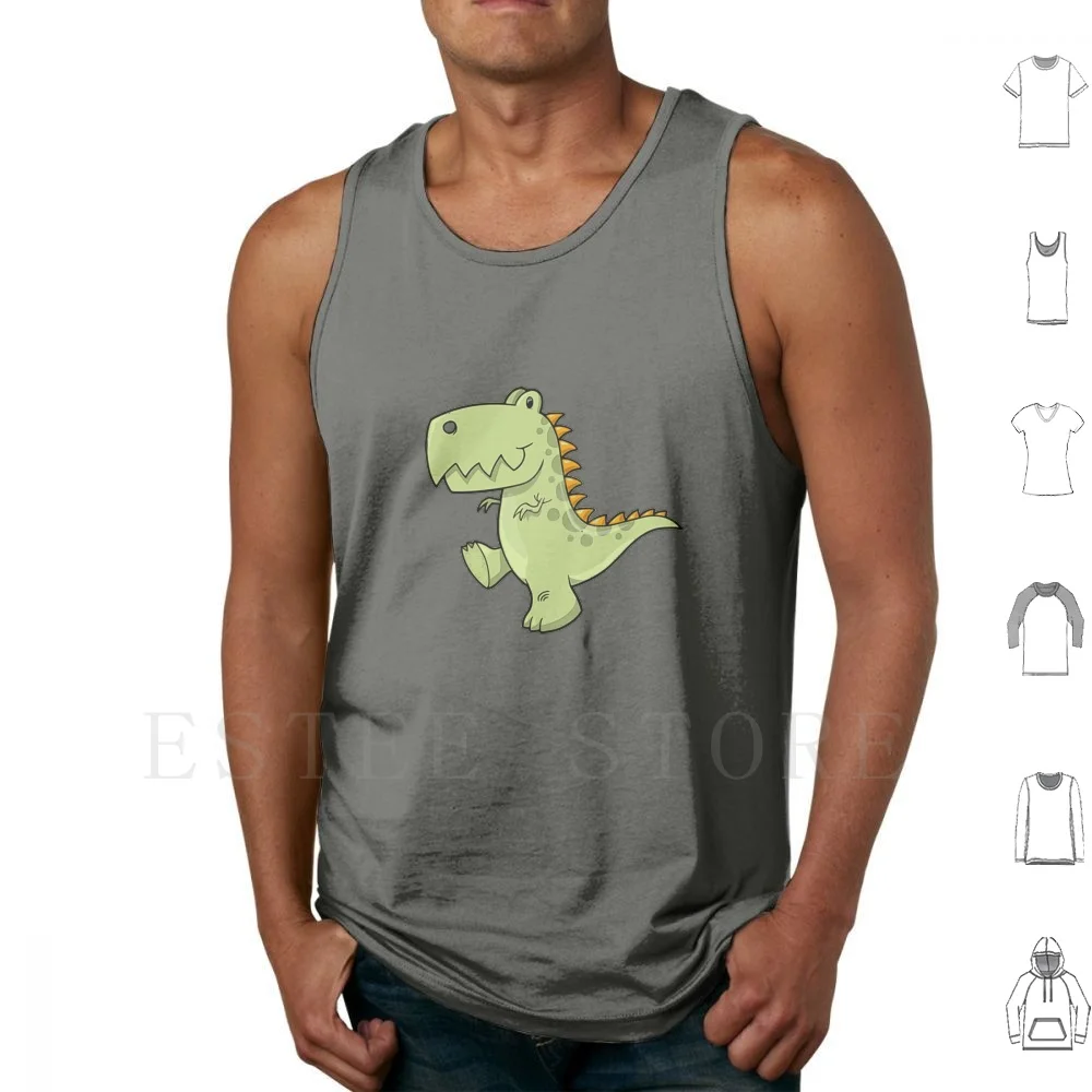 Who Can Resist A Happy Dino ? Tank Tops Vest Cotton Dino Dinosaur Kids Children Fun T Rex Happy