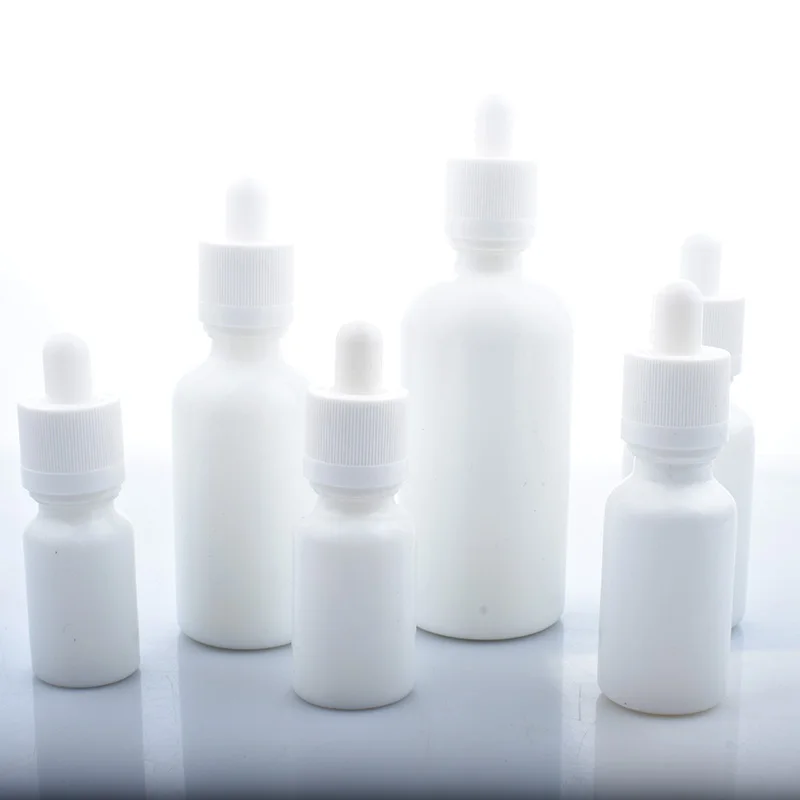 

100ml 50ml 30ml 20ml 15ml 10ml 5ml White glass essential oil dropper bottle essential drop vials Cosmetic Containers