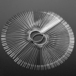 50Pcs Fake nails Fan-shaped Nail Display Sticks Polish Board Nail Polish Practice Art Tips Color Card with Metal Split Ring