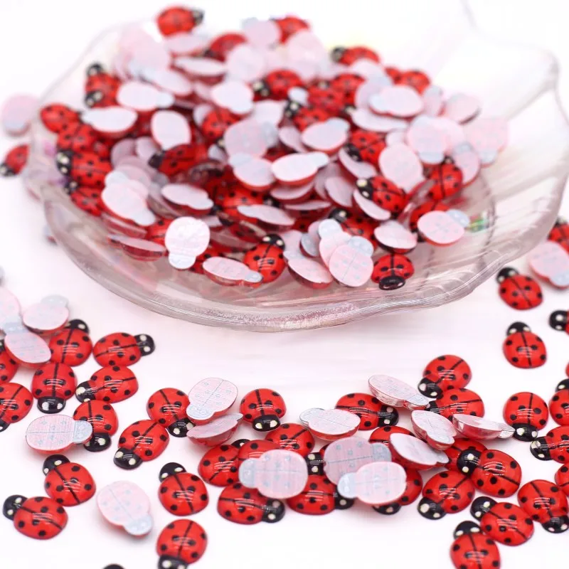 30pcs Red Beetle Resin Flat Back Patch Handicrafts Wedding Party Decoration DIY Scrapbook Craft  Jewelry Clothing Accessories