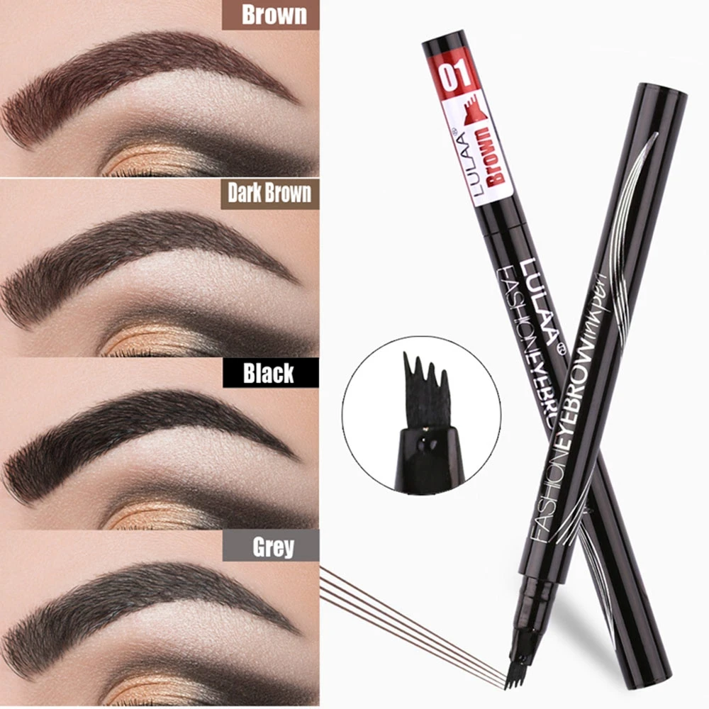 1Pcs Women Makeup Sketch Liquid 4-Claw Eyebrow Pencil Waterproof Brown Eye Brow Tattoo Dye Tint Pen Liner Long Lasting Eyebrow