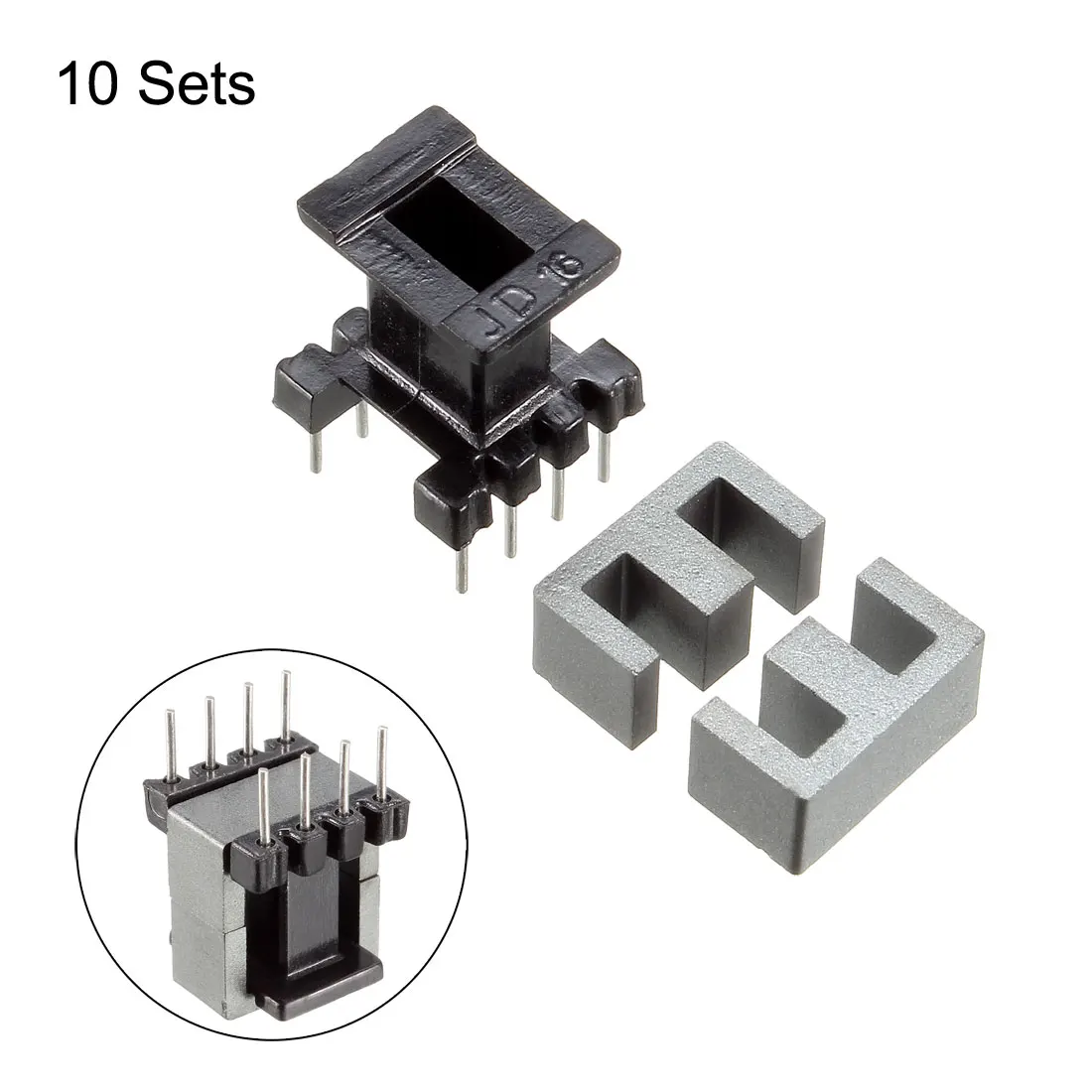 UXCELL 10Set EE10 4 with 4pin Transformer Bobbin PC40 Ferrite Core Vertical 20 Ferrite Halves and 10 Bobbin Magnetic Core Bobbin