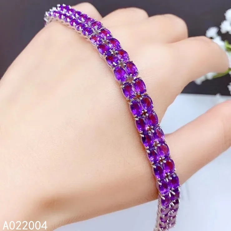 

KJJEAXCMY Fine Jewelry 925 Sterling Silver inlaid Amethyst women gemstone hand bracelet popular