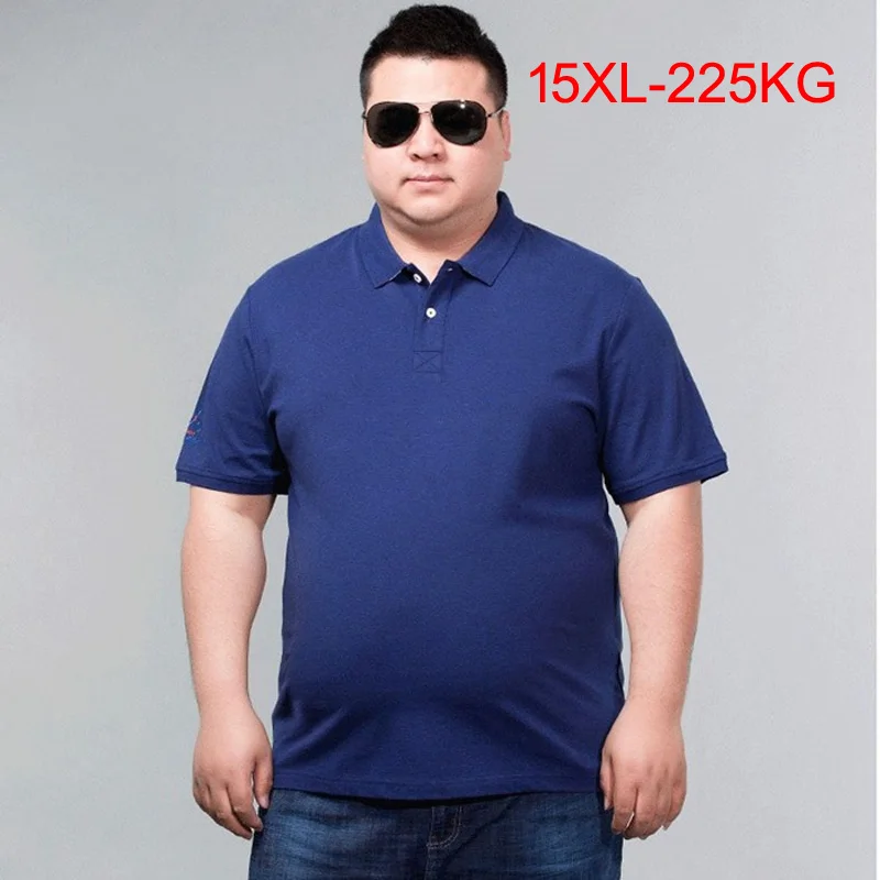 

Men's t-shirt large size 9XL 12xl 11xl 10XL 14XL 15XL Cotton short-sleeved summer T-shirt blue lapel