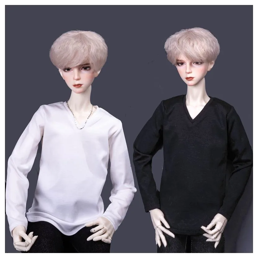 BJD Doll Clothing fits in 1/3 1/4 SD13 Uncle size fashion versatile V-neck base shirt long sleeve T black and white two colors