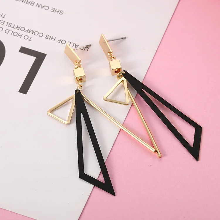 2020 Korean Long Statement Geometric Triangle Tassel Dangle Drop Earrings For Women Earrings Fashion Jewelry Oorbellen Brincos