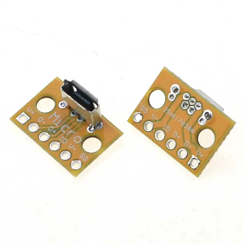 Cltgxdd 1PCS Data Charging Cable Jack Test Board with Pin Header 90/180 Degree Micro USB Female Male Connector