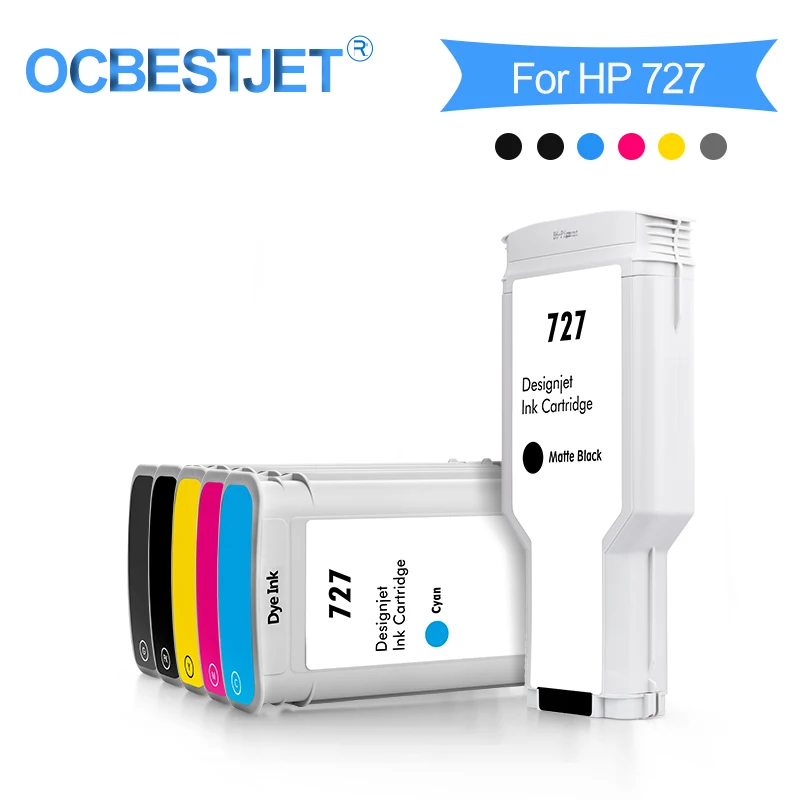 OCBESTJET For HP 727 Compatible Ink Cartridge DesignJet T920 T930 T1500 T1530 T2500 T2530 Printer (PK C M Y GY MK 6 Pack)