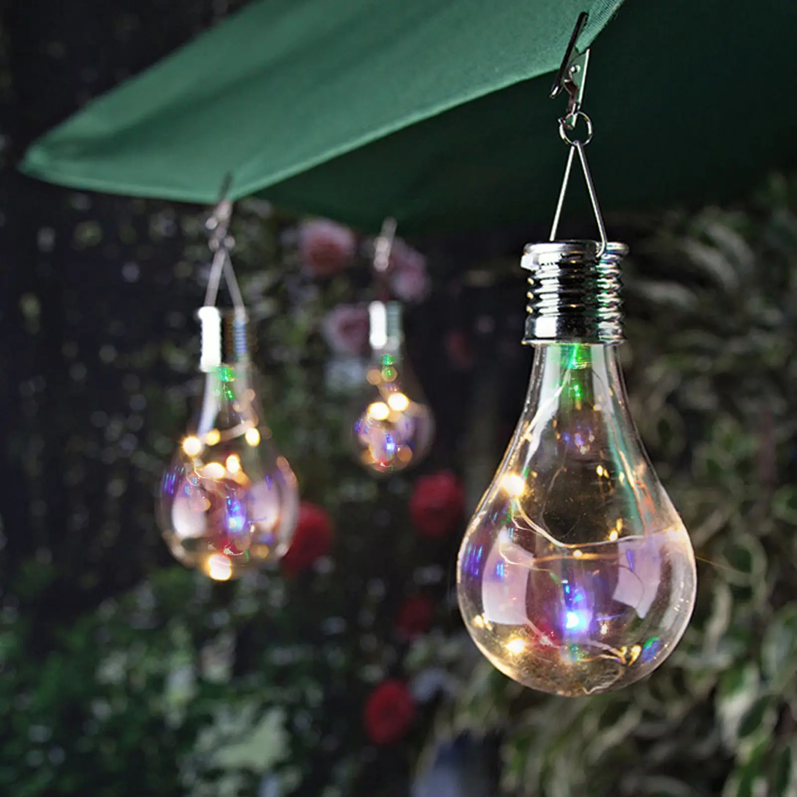 Imagem -06 - Outdoor Hanging Solar Lâmpadas Led Impermeável Solor Lamp Branco Quente Multicolor Rotativo Jardim Camping 5leds Pcs