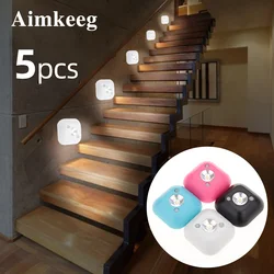 Aimkeeg LED Sensor Night Light PIR Infrared Motion Activated Sensor Lamp Battery Powered Wall Lamp Cabinet Stairs Light