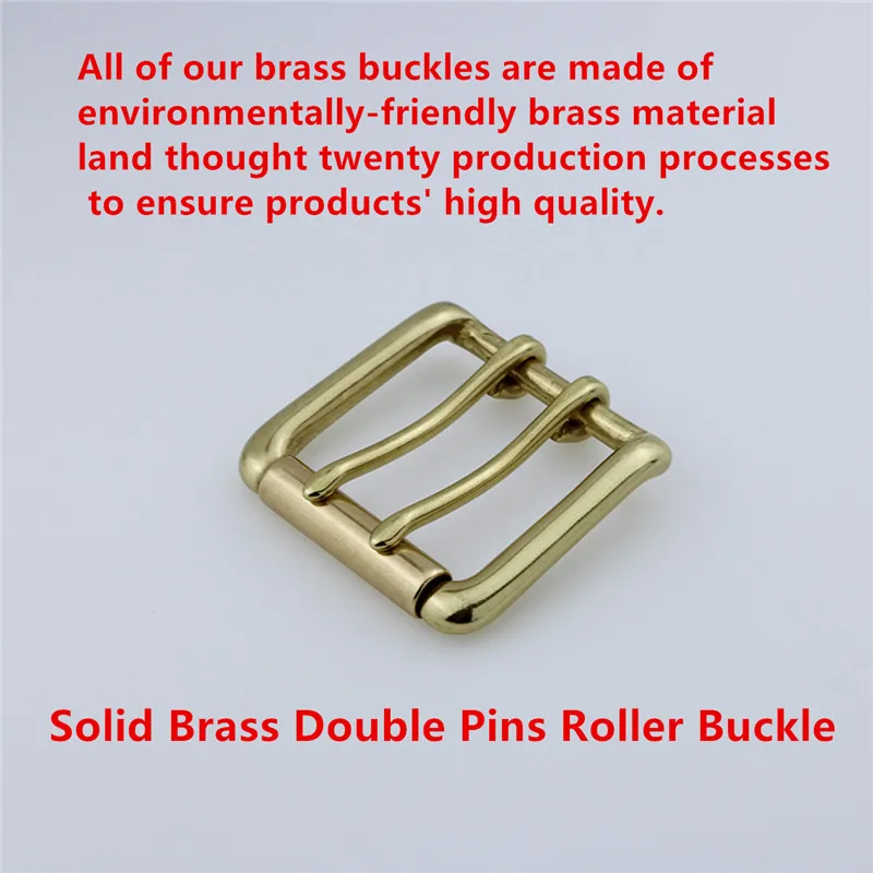 Solid Brass Roller Belt Buckle for Men Leather Craft Hardware Double Pins BOR Finish 38mm Accessories