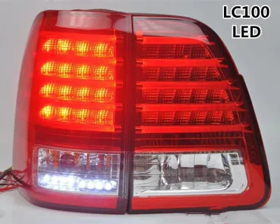 RQXR Lampu Belakang Led Lampu Rem Lampu Berkendara Rakitan Sinyal Belok untuk Toyota LC100 FZJ100 UZJ100 4500 4700 1998-2007