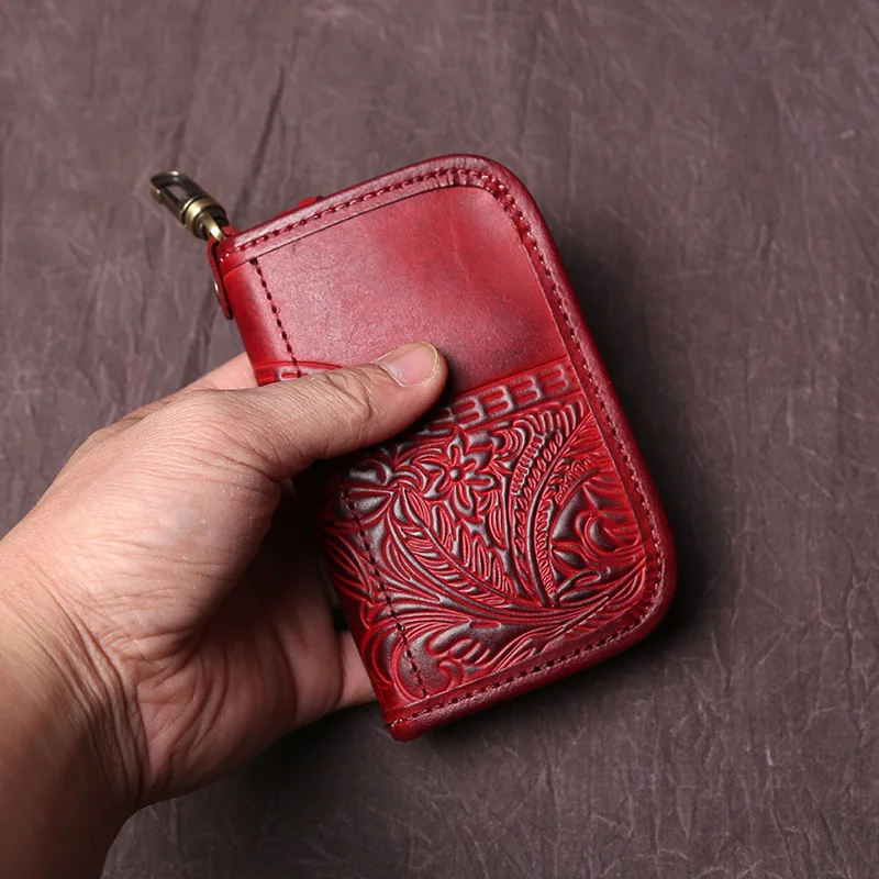 NZPJ männer Leder Schlüssel Tasche, Die Erste LayerOf Rindsleder, Damen Geldbörse, multi-funktionale Vintage Pflanzlich Gegerbtem Leder ID Tasche. – Detail 13