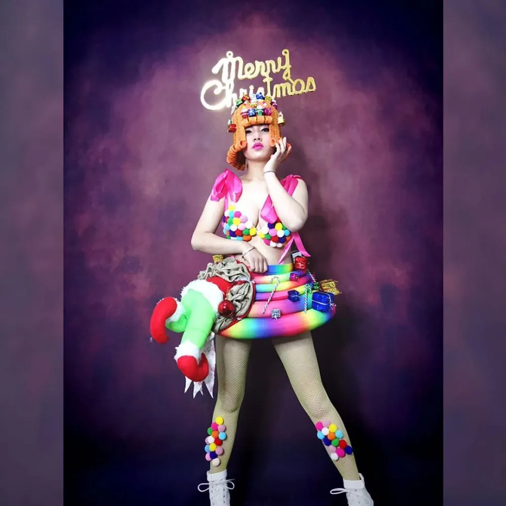 Candy girl Happy Carnival costume christmas party girl stage show wear sweety dance clothing