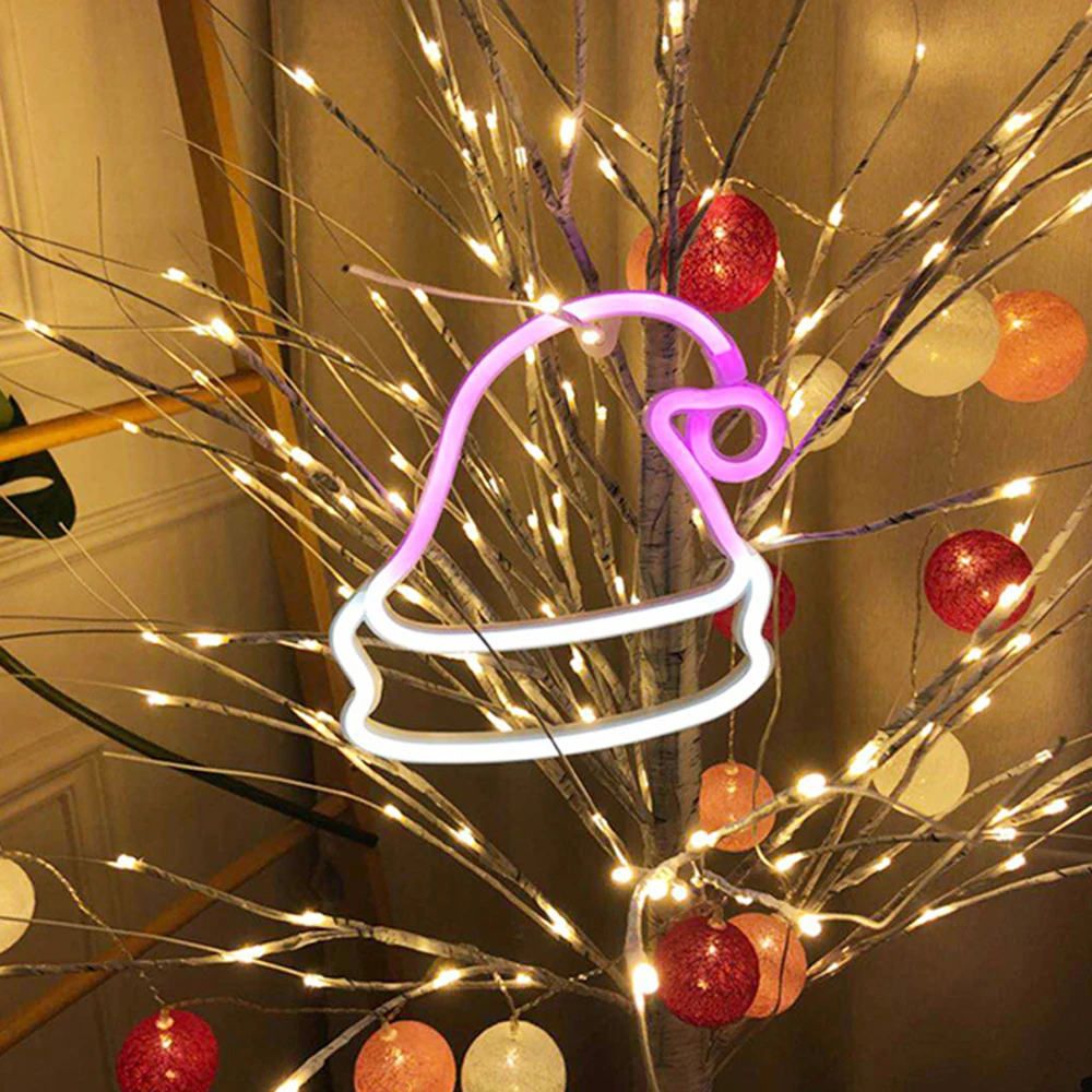 LED Neon Licht Weihnachten Baum Anhänger Lampe Hause Dekoration für Weihnachten USB/Batterie Powered Neon Zeichen Party Hängen Ornament