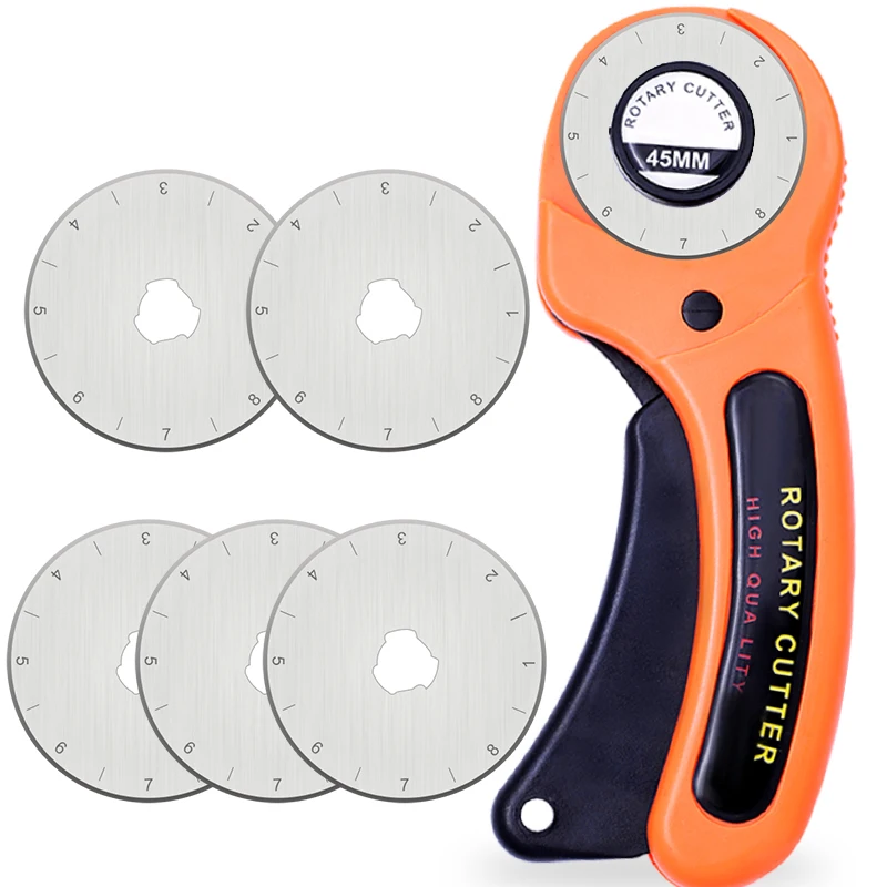 

LMDZ 45mm Rotary Cutter Set With 5Blades Fabric Circular Quilting Cutting Patchwork Leather craft Sewing Quilter Cutting Tool