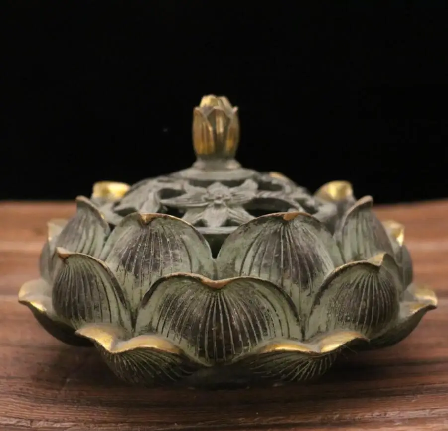 

Archaize brass collection lotus Incense burner household decorations crafts statue