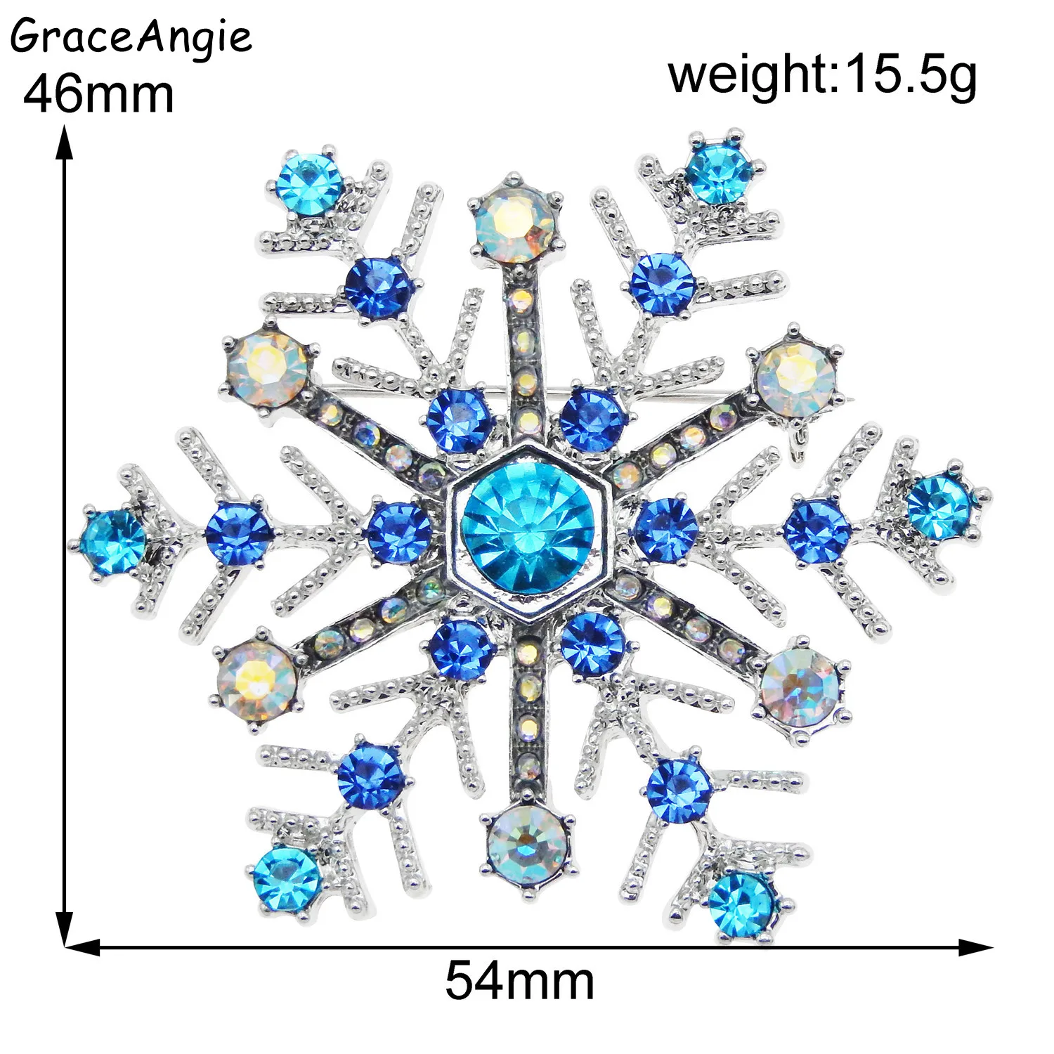 Fashion Pins Charming Crystal Rhinestones Brooch Unicorn Large Christmas Snowflake Brooch Christmas Brooches Gift Rhinestone