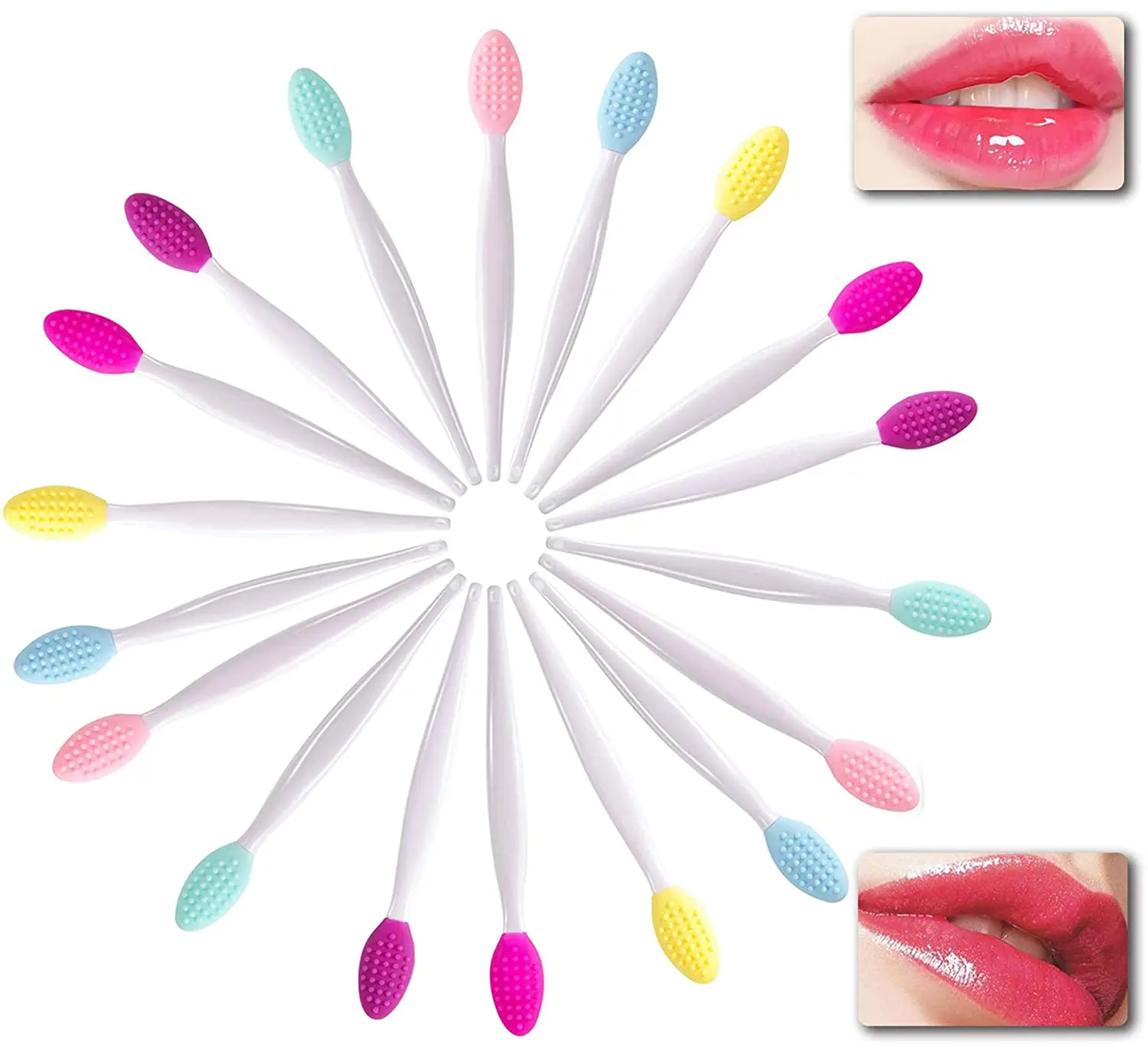 100pcs Silicone Exfoliating Lip Brush Tools Lip Scrub Brush Nose Brushes Double-Sided for Gentle Cleansing of Skin and Lips