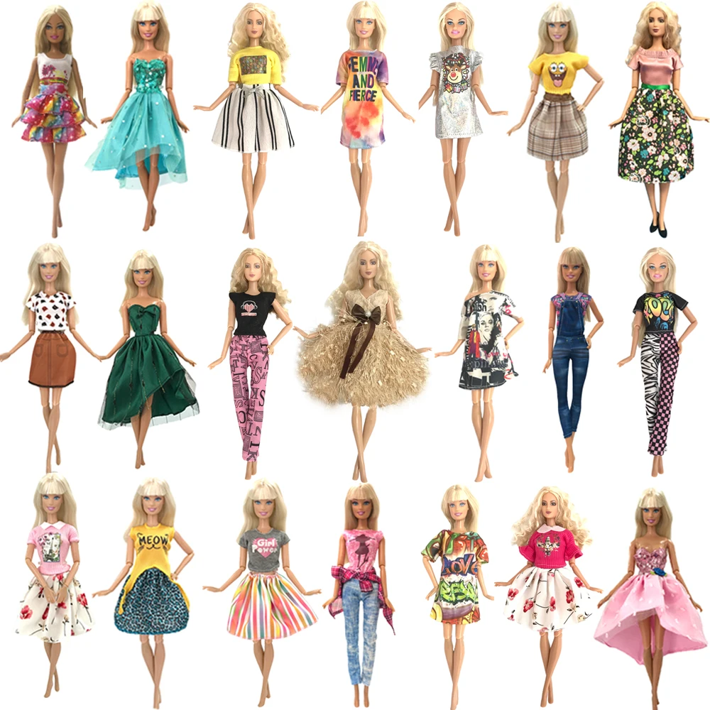 NK 1 Set Fashion Dress for Barbie Clothes Doll Accessories Daily Wear Outfits Casual Skirt  Shirt  Dollhouse Toys  JJ