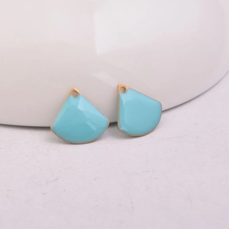 30pcs  Copper Enamelled Sector Charms Sequins Double Faced Enamel Pendant For  Earrings Bracelet Necklace image 3