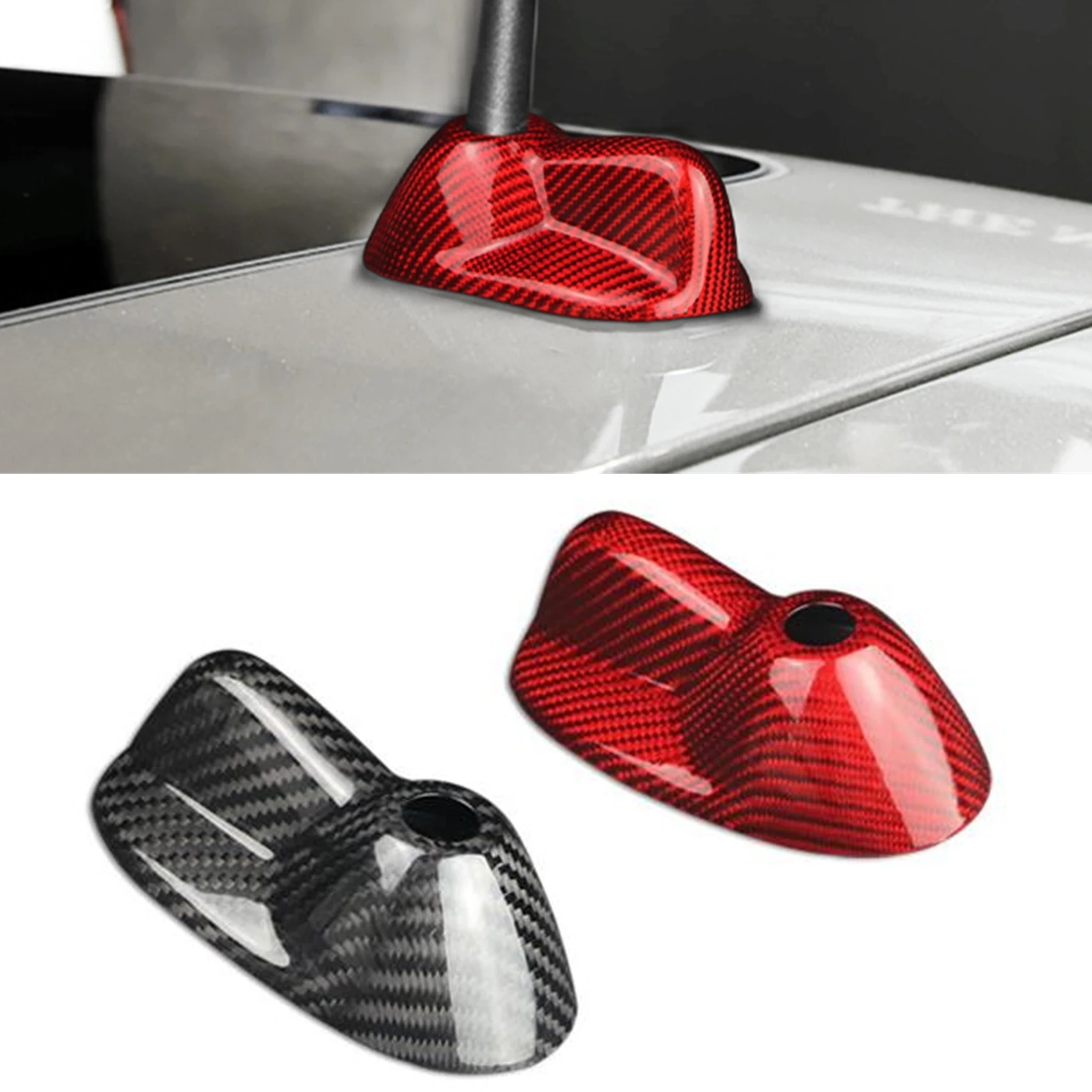 

For Mini Cooper R55 R56 R57 LCI 2007-2013 Navigation Antenna Base Cover Carbon Fiber Red/Black Car Exterior Roof Aerials Case