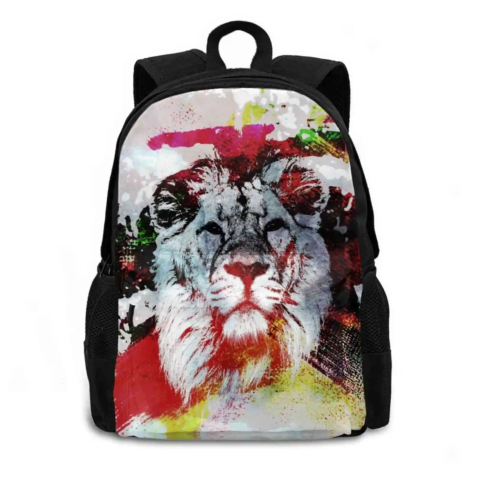 Indian Lion-Watercolor Fashion Pattern Design Travel Laptop School Backpack Bag Indian Lion Panthera Leo Africa Lion Recent