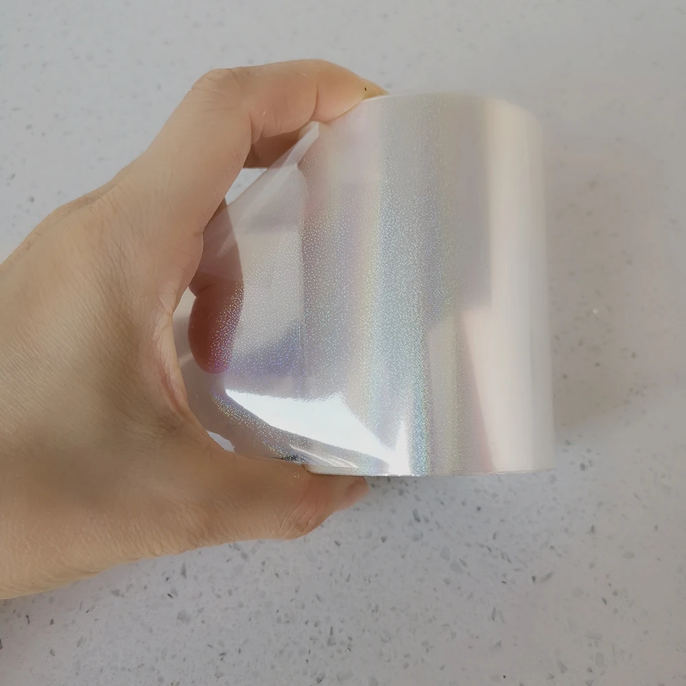 Holographic Foil Plain Sand Transparent Hot Stamping On Paper or Plastic 8cm x 120m/Lot DIY Package Box