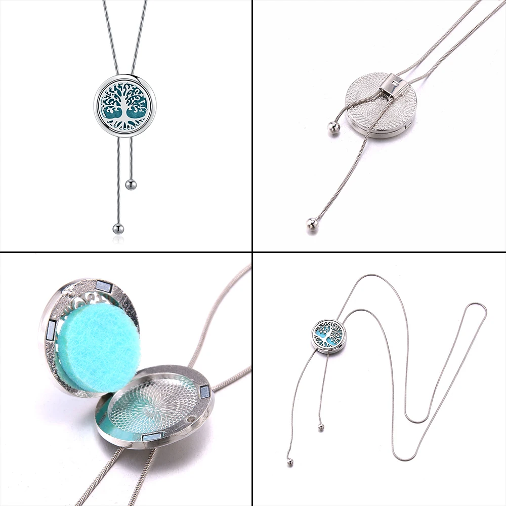 Fashion Aromatherapy Necklace Diffuser Pendant Locket Adjustable Sweater Chain Perfume Essential Oils Necklace Aroma Jewelry