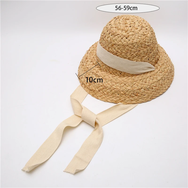 New Summer hats for women Retro flat drooping hat brim hand-made raffia straw hat ladies outdoor sun protection beach straw hat