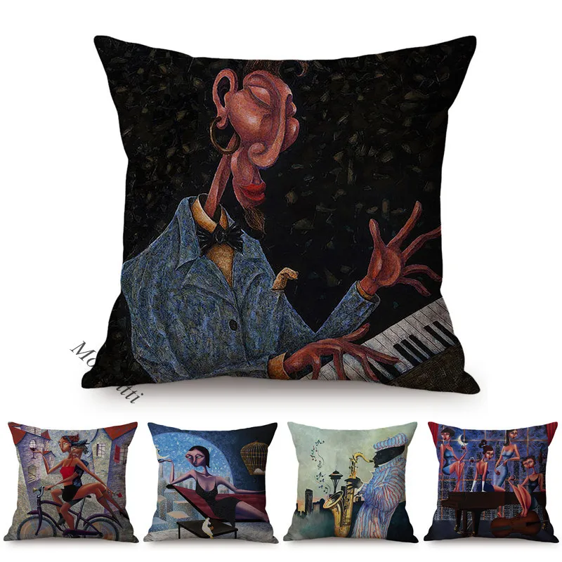 

Современное абстрактное искусство, кубизм, картина маслом, музыкальный талант, украшение для дивана, наволочка, красивая девушка, хлопково-льняная автомобильная наволочка