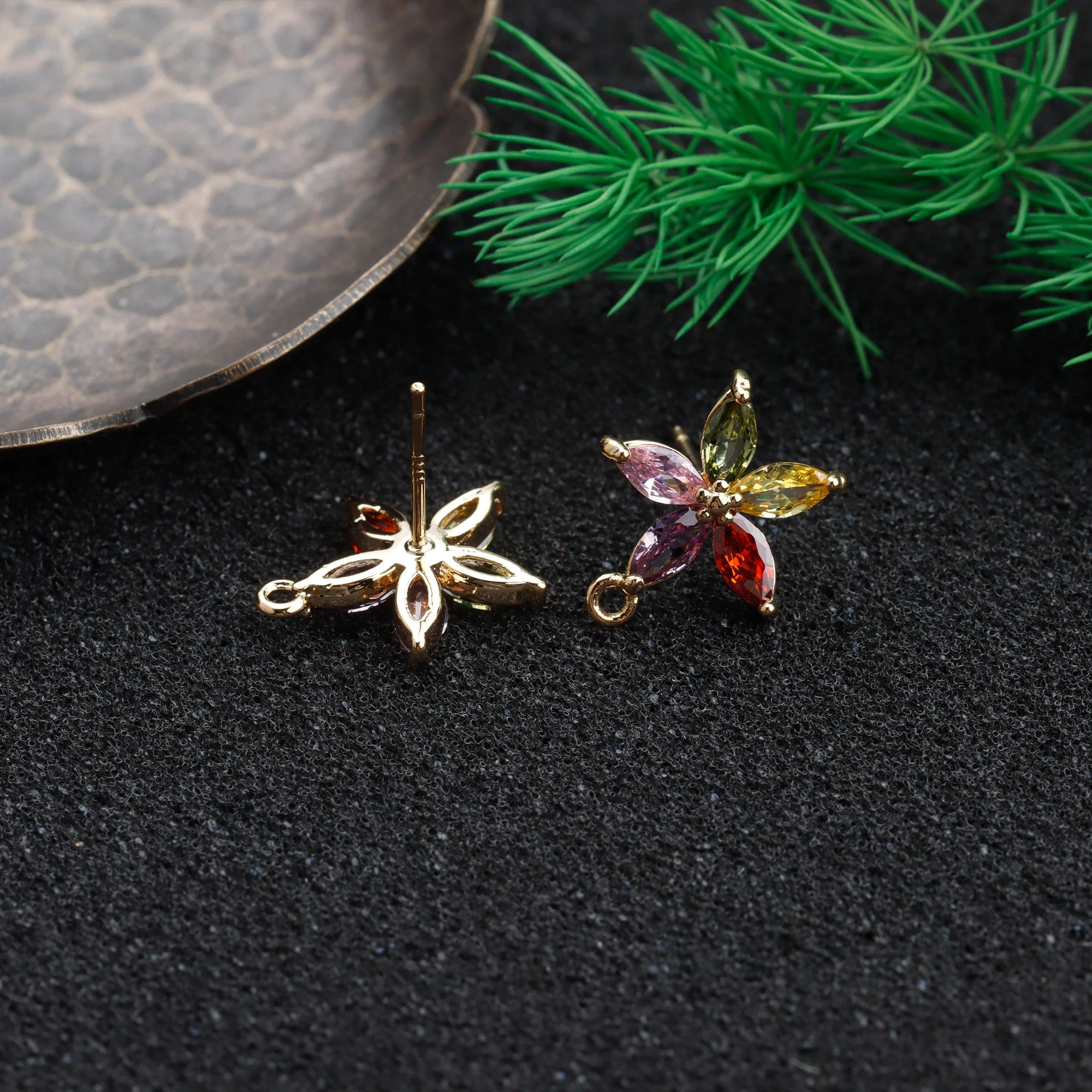 YEGUI M856,jewelry accessories,18k gold plated,0.3 microns,chram,zircon,copper metal,diy earrings,jewelry making,5pairs/lot image 5