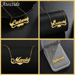 Atoztide Name Custom Necklace Jewelry for Women Personalized Chain Pendant Nameplate Stainless Steel Necklace Chrismas Gift