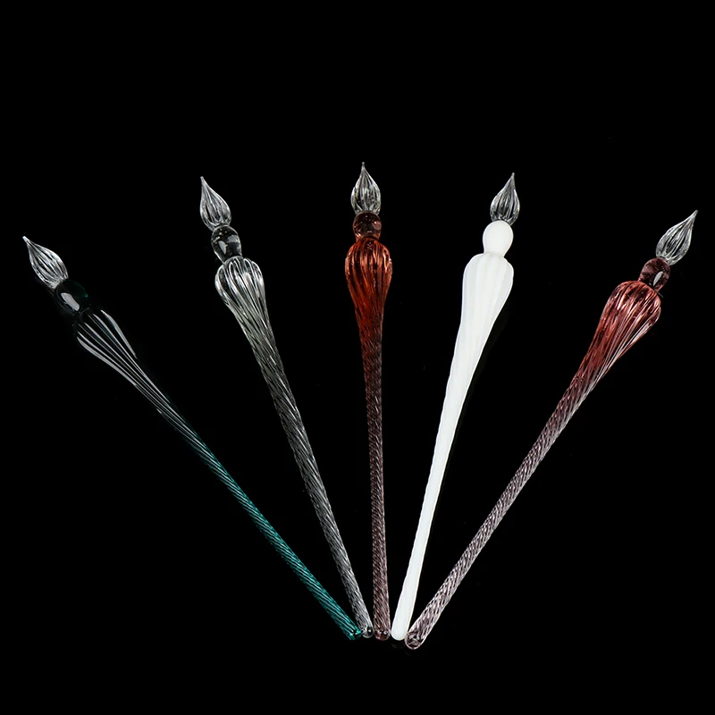 1 Pc Set di penne per immersione in vetro cristallo penna stilografica con inchiostro Non carbone strumenti per la scrittura penna in vetro di Lime Soda