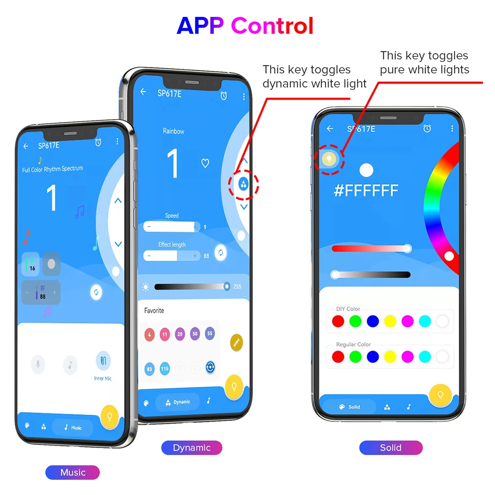 SK6812 Controller musicale RGBW microfono integrato WS2814 TM1824 SM16704 UCS2904 striscia luminosa a LED SP617E App Bluetooth IOS Android DC5V-24