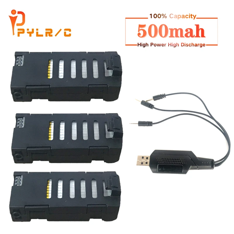 3.7V 500mAh Battery with USB Charger for LF606 SG800 D2 JD-16 S606 M9 M11 Drone Components Accessories Rc Drone Spare Parts