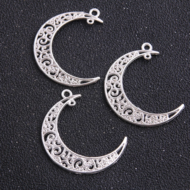 6pieces/lot 30*39mm Eight Colors Vintage Metal Alloy Hollow Moon Charms Jewelry diy Pendants Findings