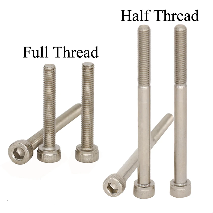 Tornillo hexagonal de acero al carbono niquelado de grado 12,9, tapa de media rosca completa DIN912, copa de perno de cabeza Allen, M2, M2.5, M3, M4