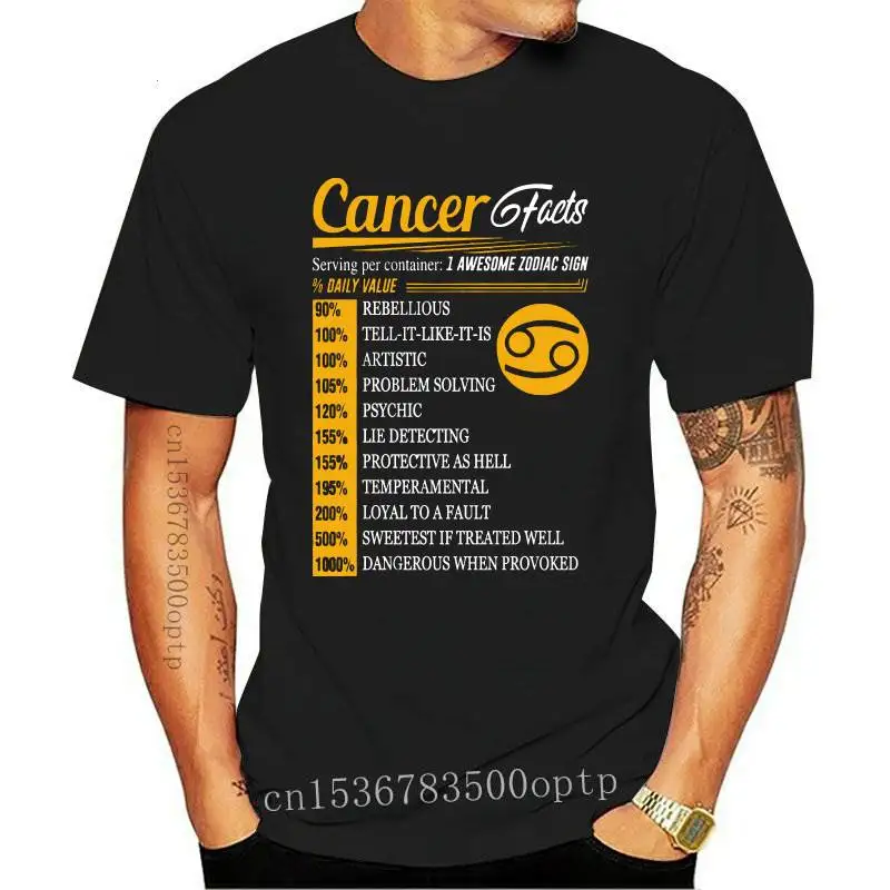 Men Funny T Shirt Fashion tshirt  Cancer Facts Serving Per Container 1 Awesome Zodiac Sign % Daily Value  Women t-shirt