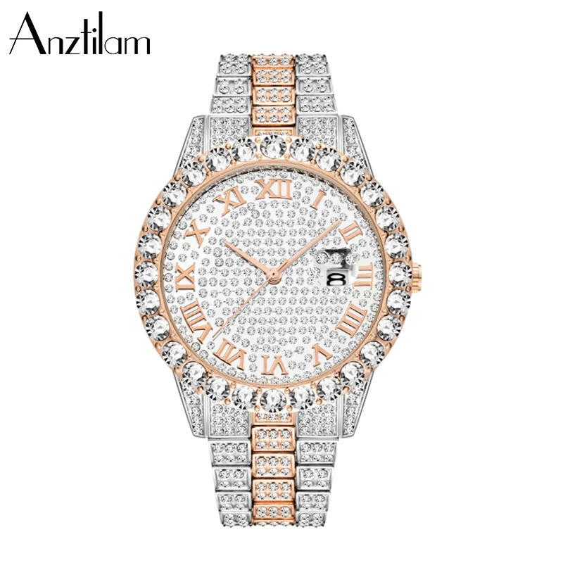 Hip Hop Iced Out Luxury Watches For Men Full Bling Zircon Quartz Watches Women Rapper Waterproof Wristwatch Free Shipping