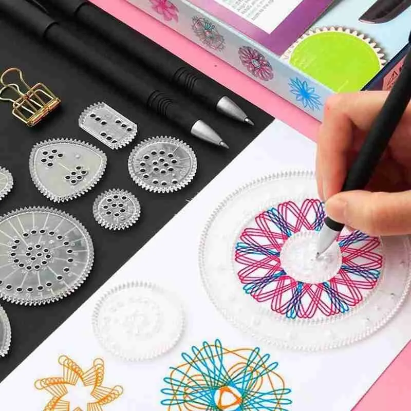 Variety Drawing Hollow Tool Kaleidoscopic Set Multi-function Drawing Flower Ruler Children Student Ruler kit