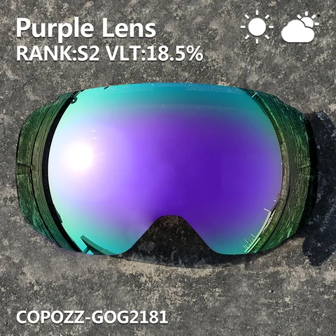 Сменная магнитная линза COPOZZ 2181 для лыжных очков, антизапотевающая, с защитой от УФ400, сферическая, для сноуборда (только линза)