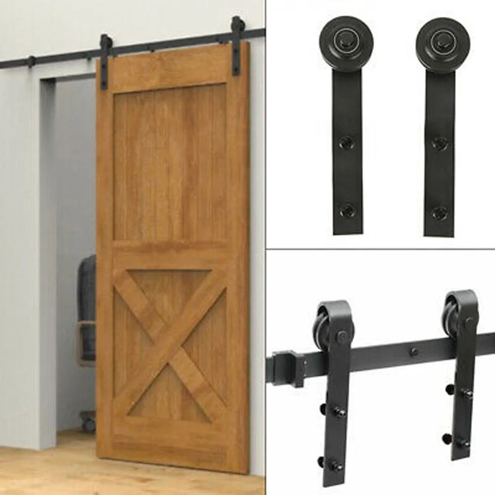 Door Sliding Barn Household Working Wood Track Hardware Interior Cabinet Closet Hanging Rail Set Smooth Silent